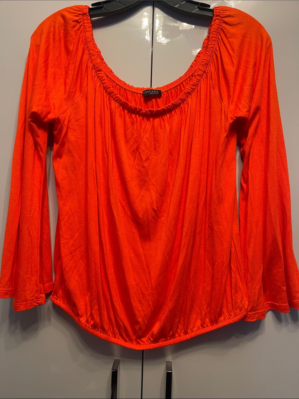Women’s Bright Orange Long-Sleeve Scoop Neck Top